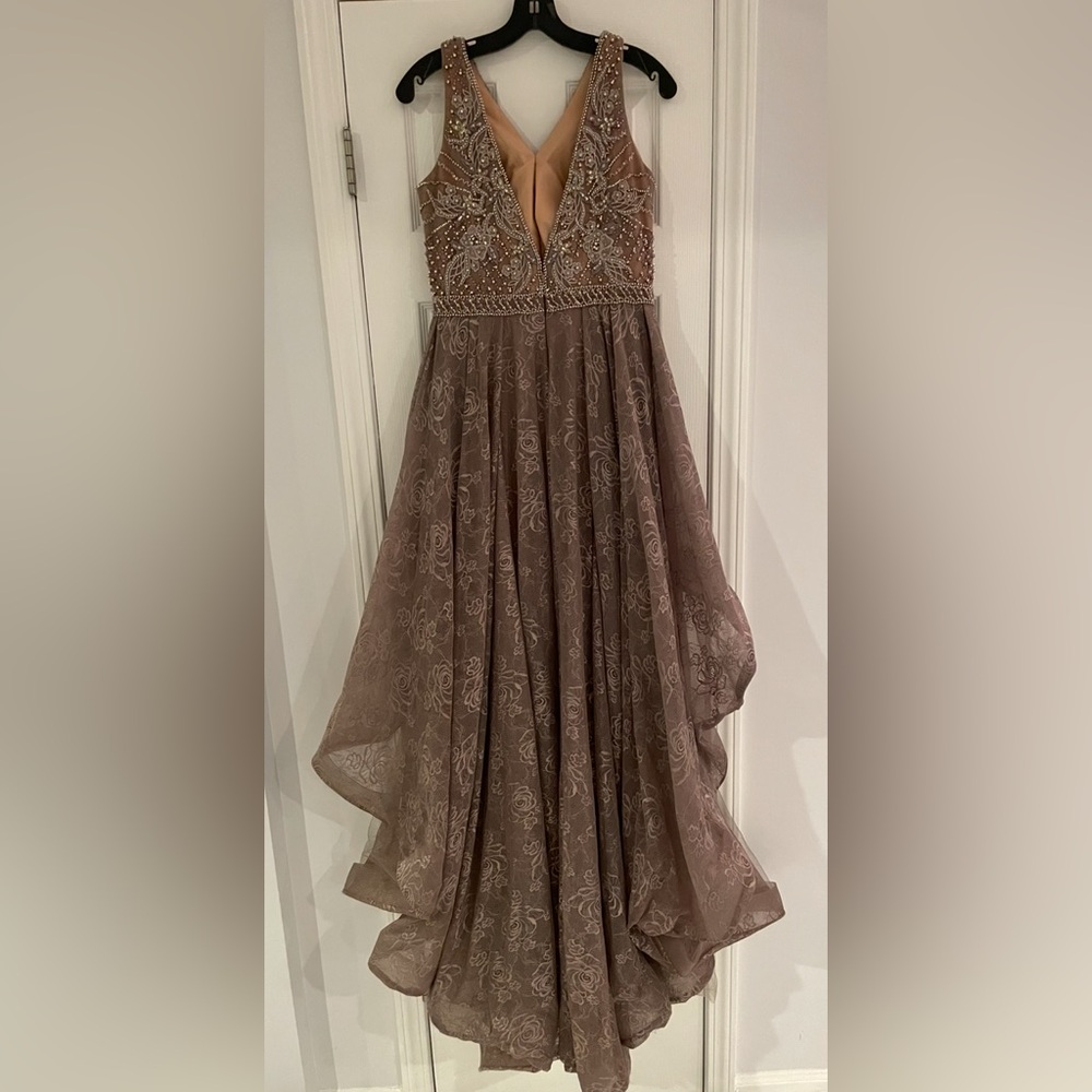 Mon Cheri Brown Long Sleeve Bell Gown for Weddings